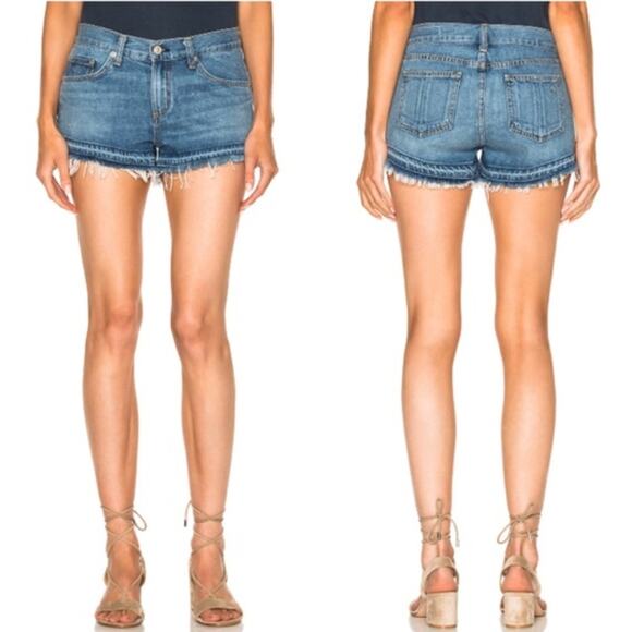 Rag & Bone TULLY Released Frayed Hem Cut Off Distressed Denim Jean Shorts 26 - Picture 2 of 10